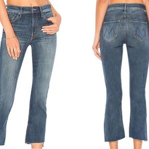 Mother Insider Crop Step Fray jeans in Not Rough Enough color